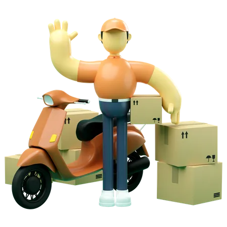 Delivery man saying hello  3D Illustration