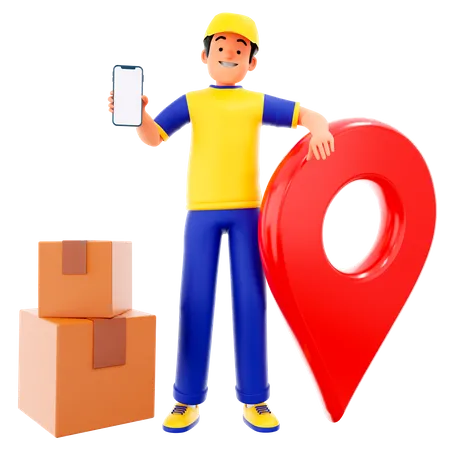Delivery Man Send Package At Home  3D Illustration
