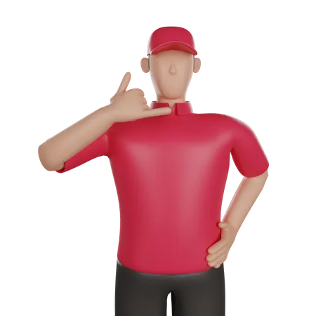 Delivery man showing calling gesture  3D Illustration