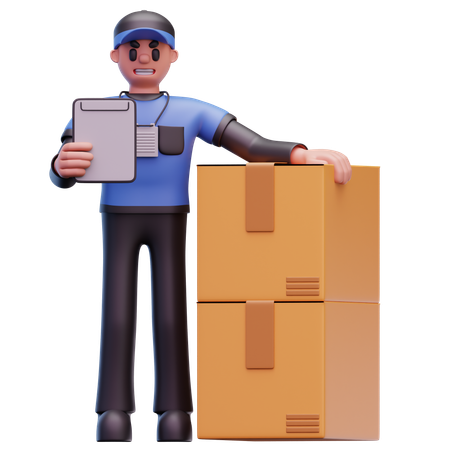 Delivery Man Showing Inventory List  3D Icon