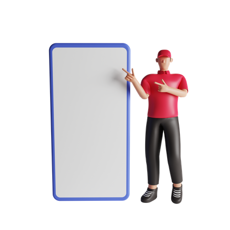 Delivery man showing mobile screen  3D Icon