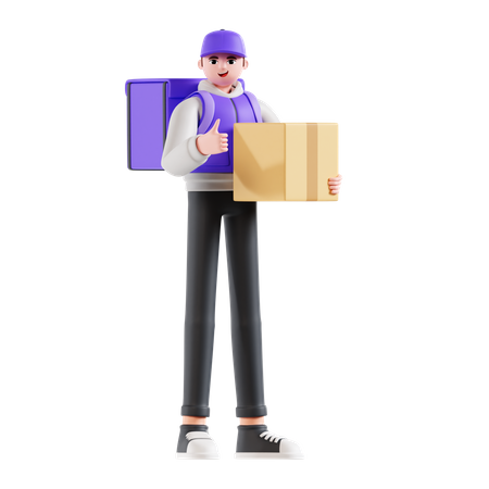 Delivery Man showing thumbs up  3D Icon