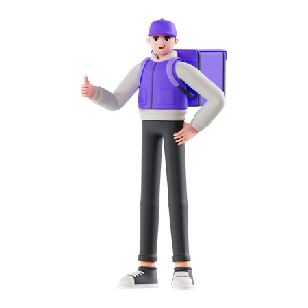 Delivery Man showing thumbs up  3D Icon