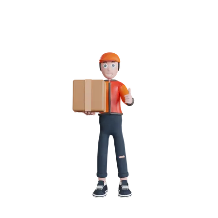 Delivery man showing thumbs up  3D Illustration