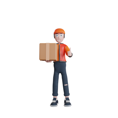 Delivery man showing thumbs up  3D Illustration
