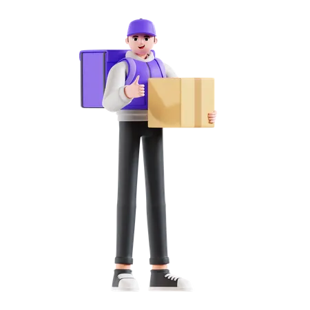 Delivery Man showing thumbs up  3D Illustration