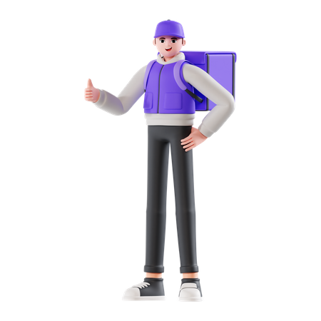 Delivery Man showing thumbs up  3D Illustration