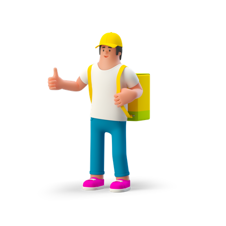 Delivery Man showing thumbs up gesture  3D Icon