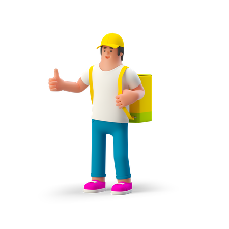 Delivery Man showing thumbs up gesture 3D Illustration