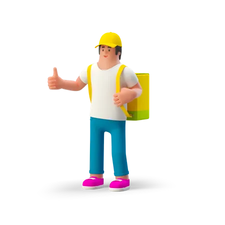 Delivery Man showing thumbs up gesture  3D Illustration