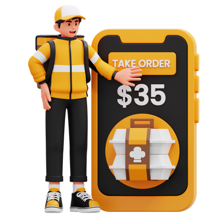 Delivery Man Taking Order  3D Illustration