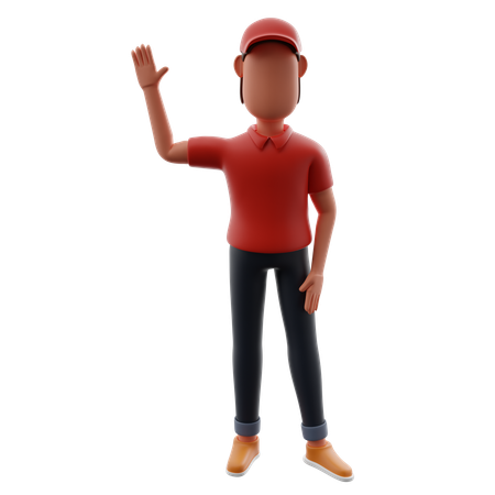 Delivery Man Waving Hand  3D Icon