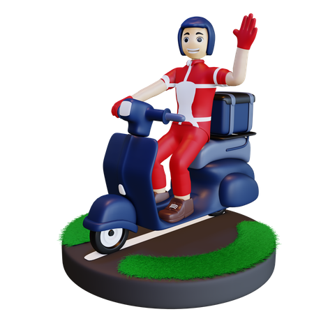 Delivery man waving hand  3D Illustration