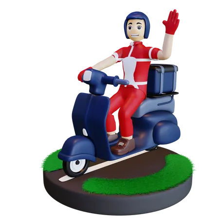 Delivery man waving hand  3D Illustration