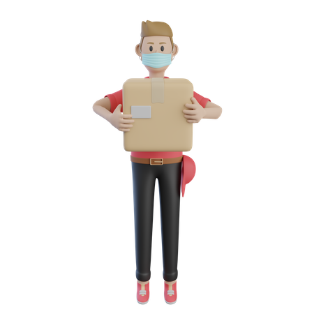 Delivery Man with a Mask  3D Illustration