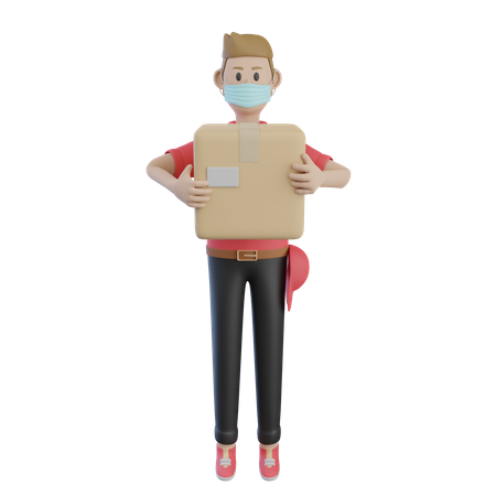 Delivery Man with a Mask 3D Illustration