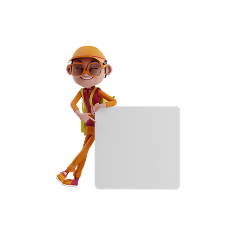 Delivery man with advertisement space 3D Illustration