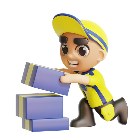 Delivery man with box  3D Icon