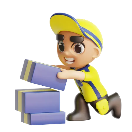 Delivery man with box  3D Icon