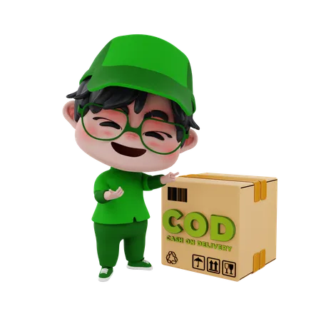 Delivery man with COD consignment  3D Illustration