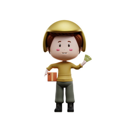 Delivery man with COD consignment  3D Illustration