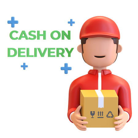 Delivery man with COD parcel  3D Illustration