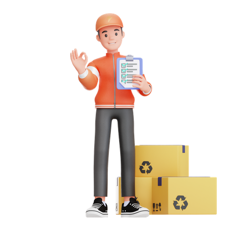 Delivery man with completed deliveries  3D Icon