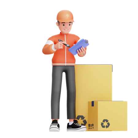 Delivery man with delivery consignment  3D Icon