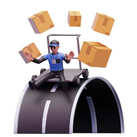 Delivery Man With Logistics  3D Icon