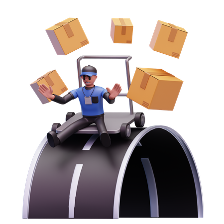 Delivery Man With Logistics  3D Icon