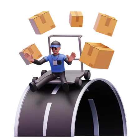 Delivery Man With Logistics  3D Icon