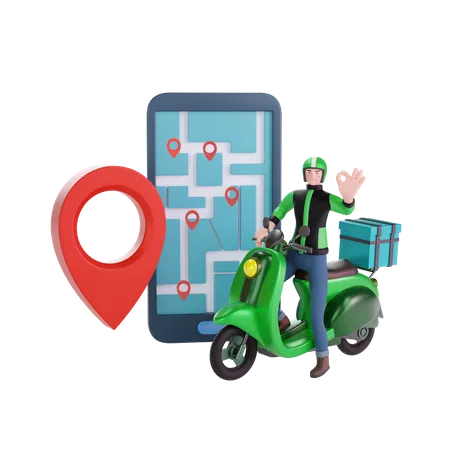 Delivery man with maps  3D Illustration