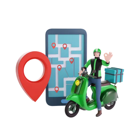 Delivery man with maps 3D Illustration
