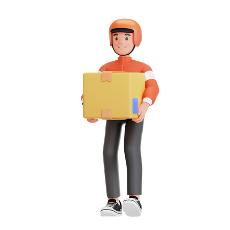Delivery man with package  3D Icon