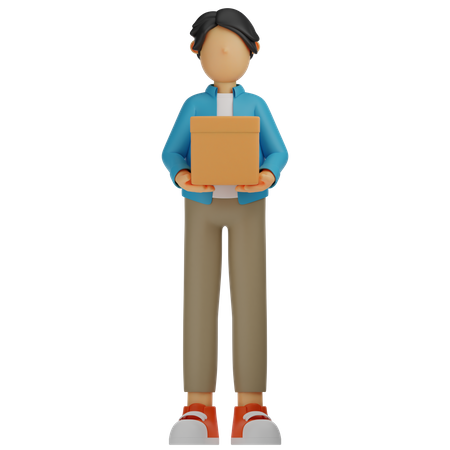 Delivery Man with Package  3D Illustration