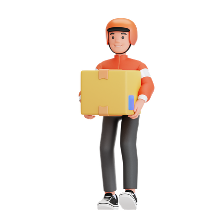 Delivery man with package  3D Illustration