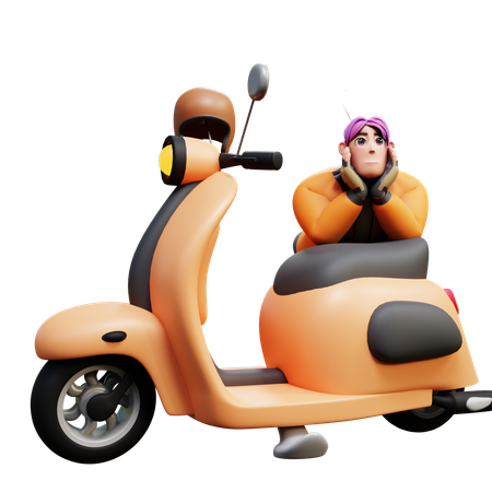 Delivery Man With Scooter  3D Illustration