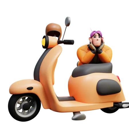 Delivery Man With Scooter  3D Illustration
