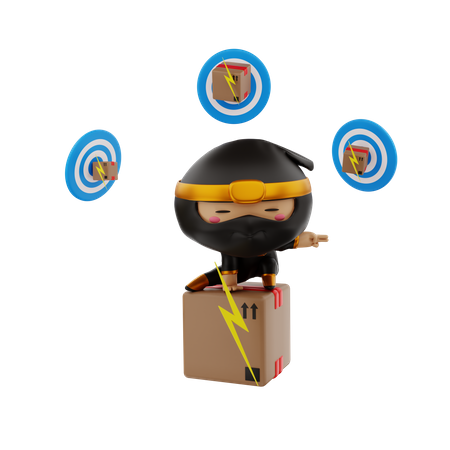 Delivery man with Delivery Target  3D Illustration