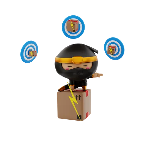 Delivery man with Delivery Target  3D Illustration