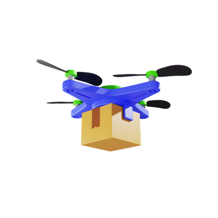 Delivery Of A Cardboard Box By Drone  3D Icon