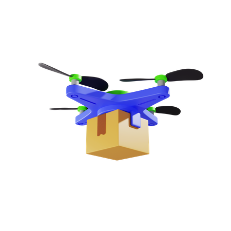 Delivery Of A Cardboard Box By Drone  3D Illustration