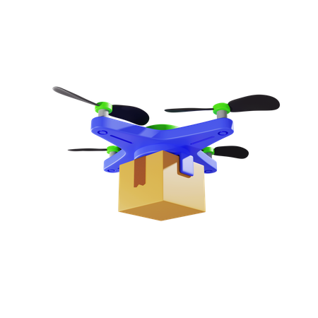 Delivery Of A Cardboard Box By Drone 3D Illustration