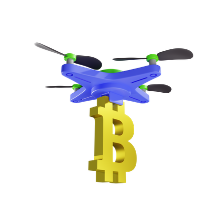 Delivery Of Bitcoin By Drone  3D Icon