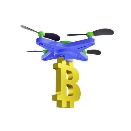 Delivery Of Bitcoin By Drone 3D Illustration