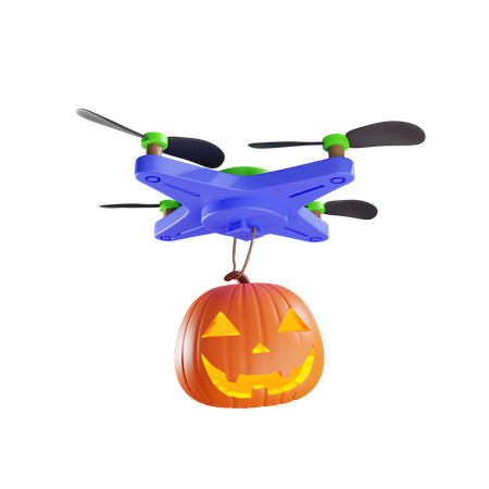 Delivery Of Jacks Pumpkin Lantern By Drone  3D Icon