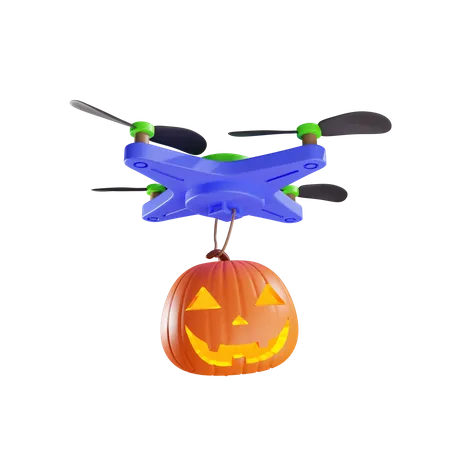 3 D Delivery Of Jacks Pumpkin Lantern By Drone 3D Illustration