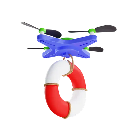 Delivery Of Lifebuoy By Drone  3D Illustration