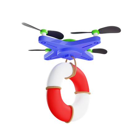 Delivery Of Lifebuoy By Drone 3D Illustration