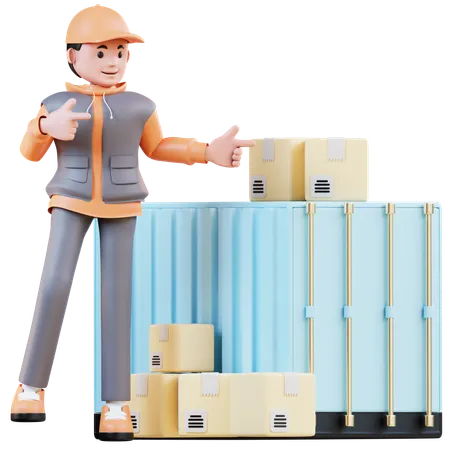 3 D Illustration Delivery Of Package In Containers 3D Illustration